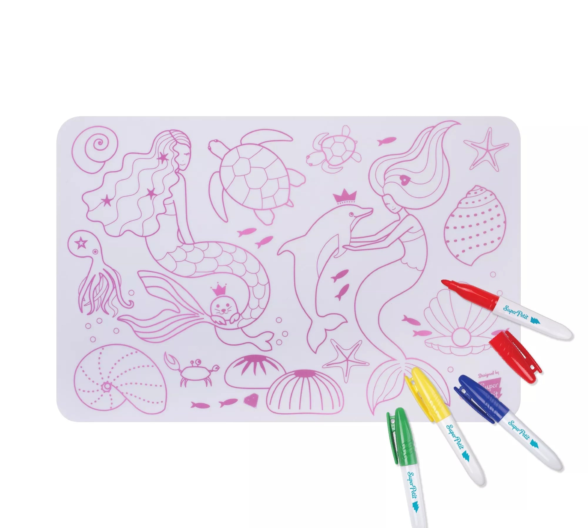 Coloriage nomade : mini Playmat réversible- Réutilisable- SIRENE - Magic Môme