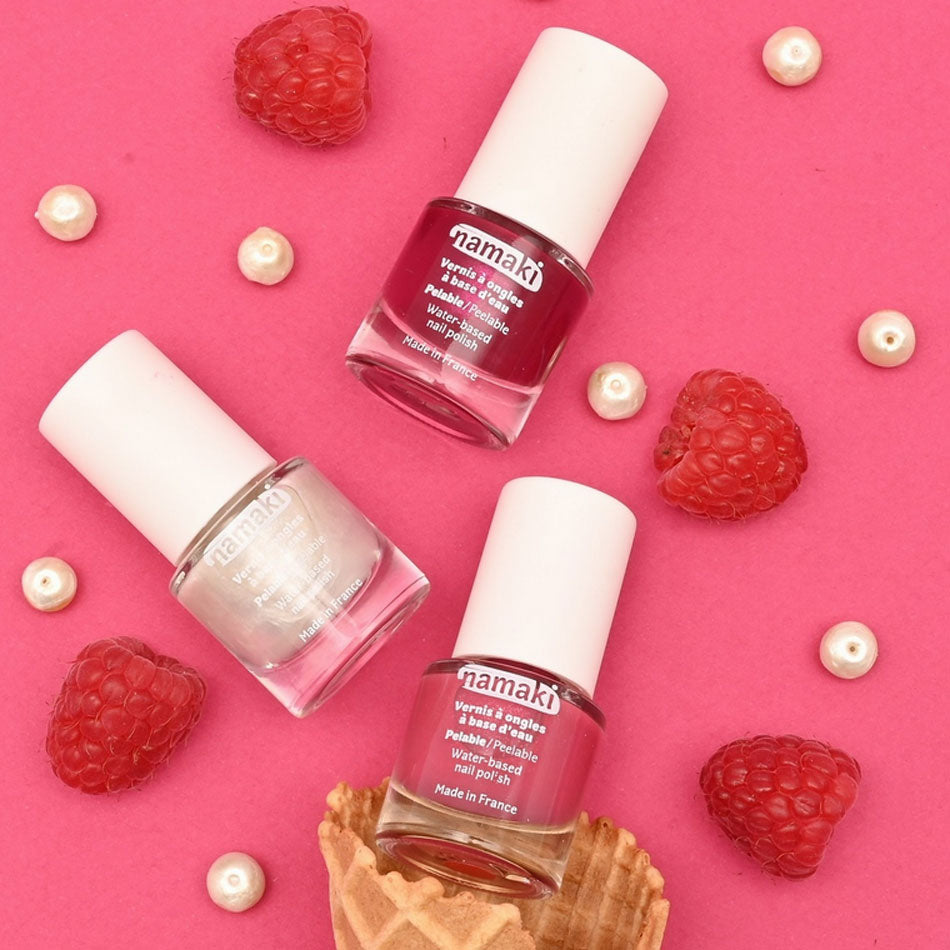 Coffret 3 vernis "Sorbets fruités" Framboise(23) – Fuchsia(32) – Blanc nacré(25) + lime offerte - Magic Môme