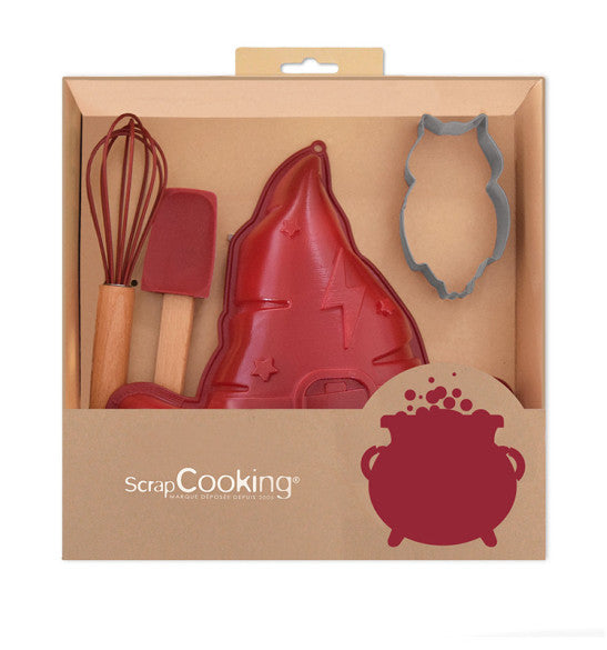 ‍♂️ UN KIT PÂTISSERIE SORCIER - Un kit d'ustensiles pour confectionner des gâteaux en forme de chapeau magique et des biscuits, cookies ou sablés en forme de jolie chouette. Le coffret cadeau idéal pour faire ses premiers pas en pâtisserie, une activité ludique et gourmande pour tous les magiciens en herbe ! PRATIQUES & LUDIQUES - Ce coffret contient 4 ustensiles : un fouet et une cuillère fabriqués en bois et silicone, un découpoir chouette en inox et un moule chapeau en silicone. Des accessoires pratiques